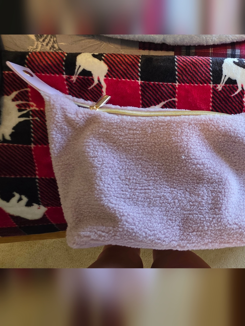 Plush Lavender Sherpa Zip Pouch